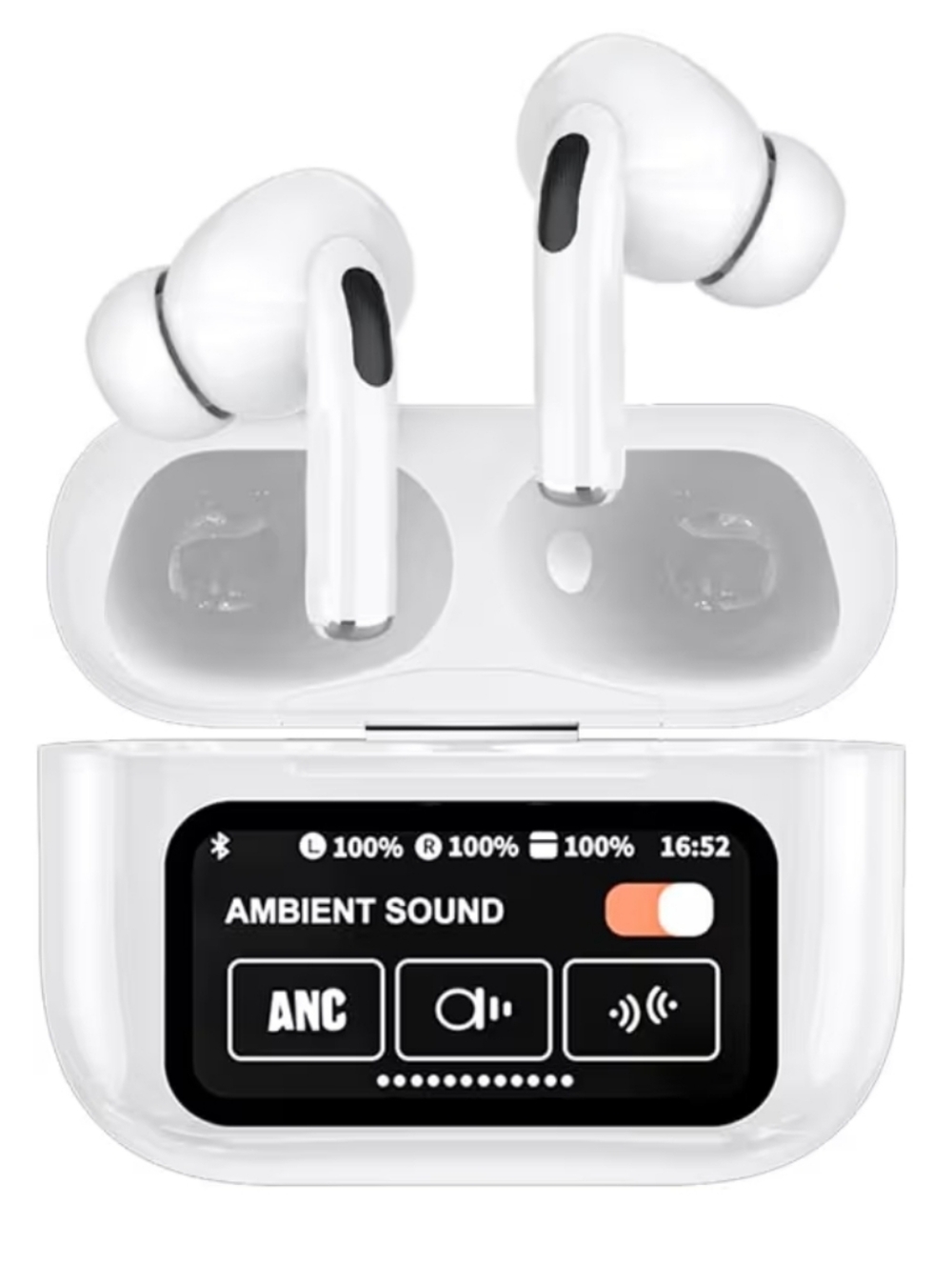 Wireless ANC Earbuds with Charging Case - White